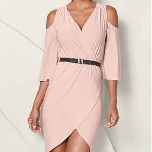 Cold Shoulder Belted Dress